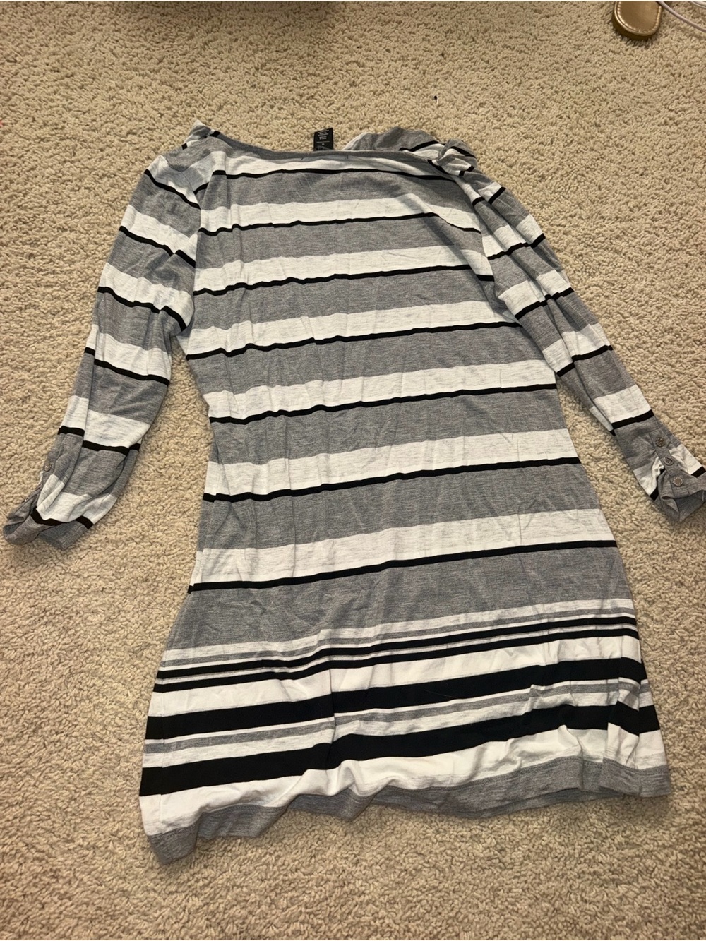 White House Black Market Striped Midi Dress in Gray & Black Size Medium